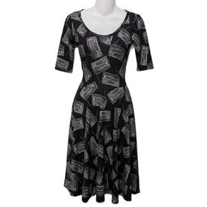 NWT LULAROE Nicole Boom Box Radio Flare Midi Dress